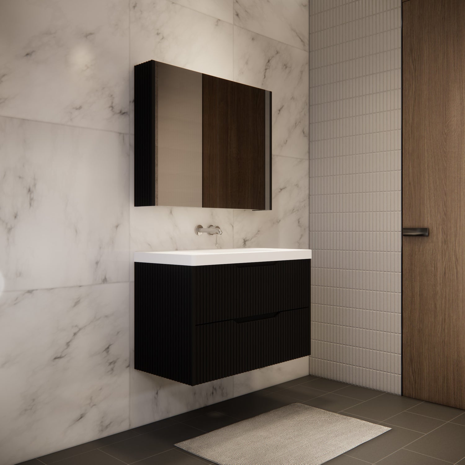Riva BALI Wall Hung Vanity Matte Black