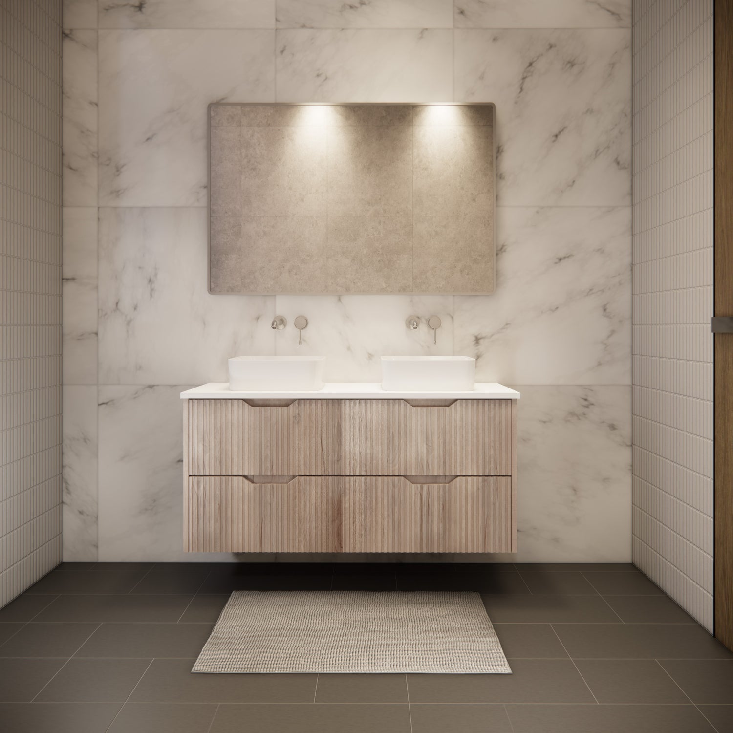 Riva BALI Wall Hung Vanity White Oak 