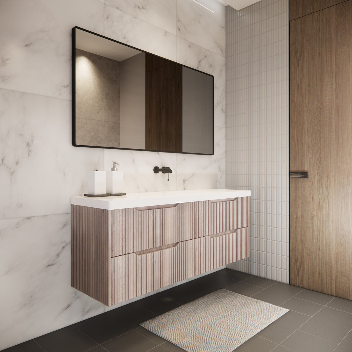 Riva BALI Wall Hung Vanity White Oak 