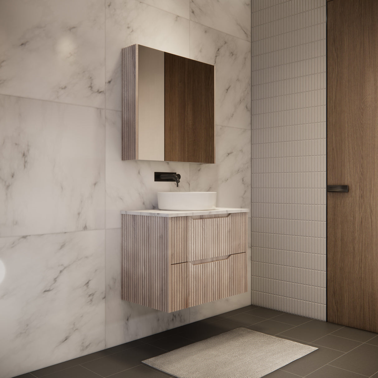 Riva BALI Wall Hung Vanity White Oak 