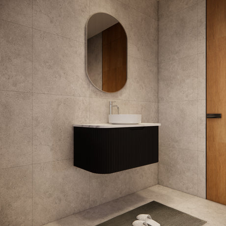 Riva BERGEN Curved Wall Hung Vanity (Matte Black)