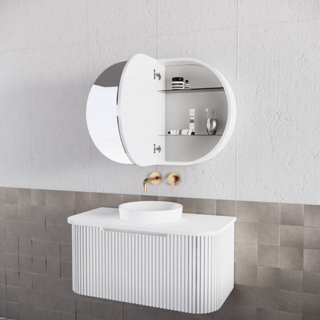 Riva BERGEN Curved Wall Hung Vanity (Matte White) (All Sizes)
