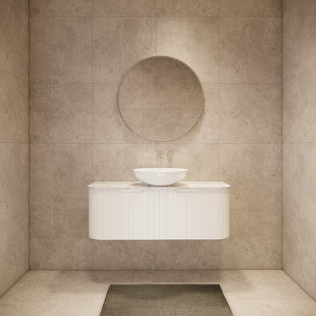 Riva BERGEN Curved Wall Hung Vanity (Matte White)
