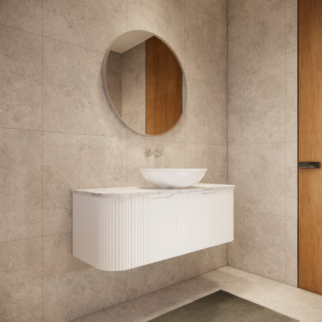Riva BERGEN Curved Wall Hung Vanity (Matte White)
