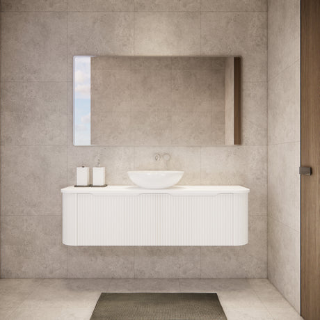 Riva BERGEN Curved Wall Hung Vanity (Matte White)