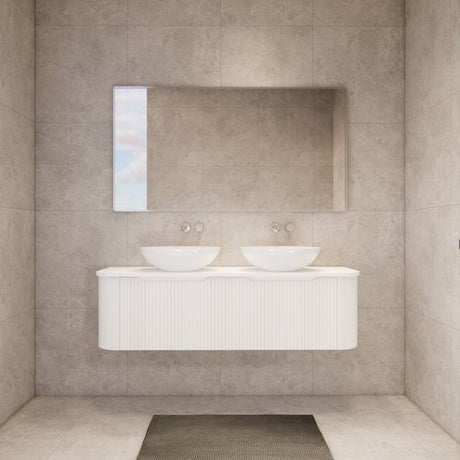 Riva BERGEN Curved Wall Hung Vanity (Matte White)