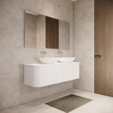 Riva BERGEN Curved Wall Hung Vanity (Matte White)