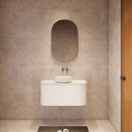 Riva BERGEN Curved Wall Hung Vanity (Matte White)