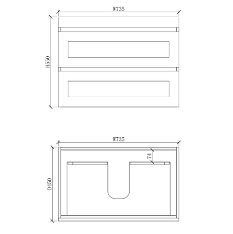 Riva HAWAII Wall Hung Vanity Matte White 