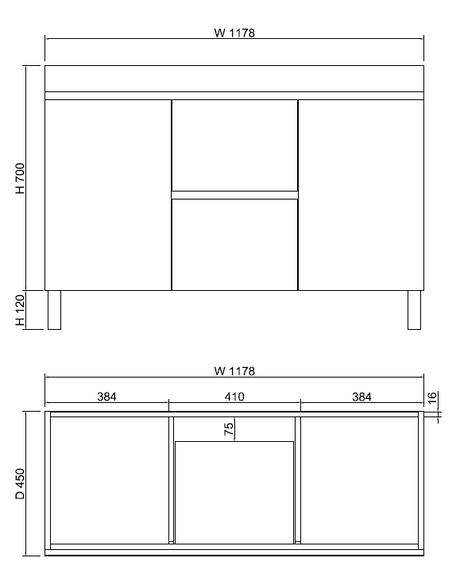 Riva LESS Freestanding Vanity Gloss White (All Sizes)