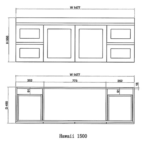 Riva MIAMI Wall Hung Vanity Matte White (All Sizes)