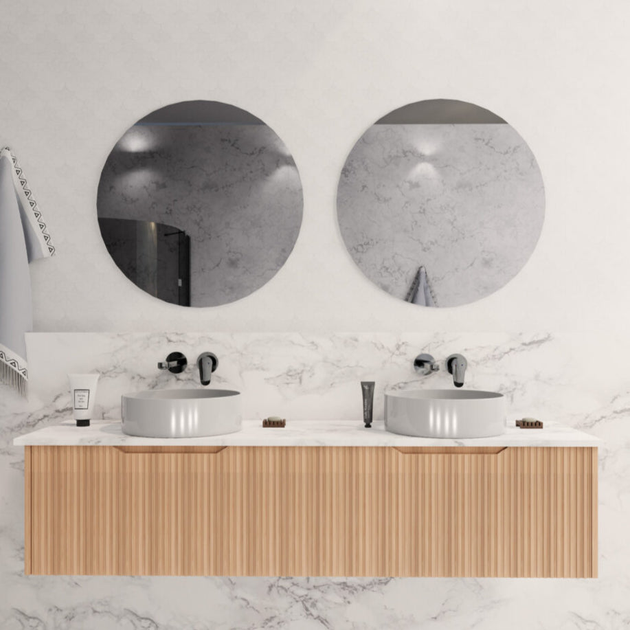 Riva VIENNA Wall Hung Vanity American Oak (All Sizes) 1800