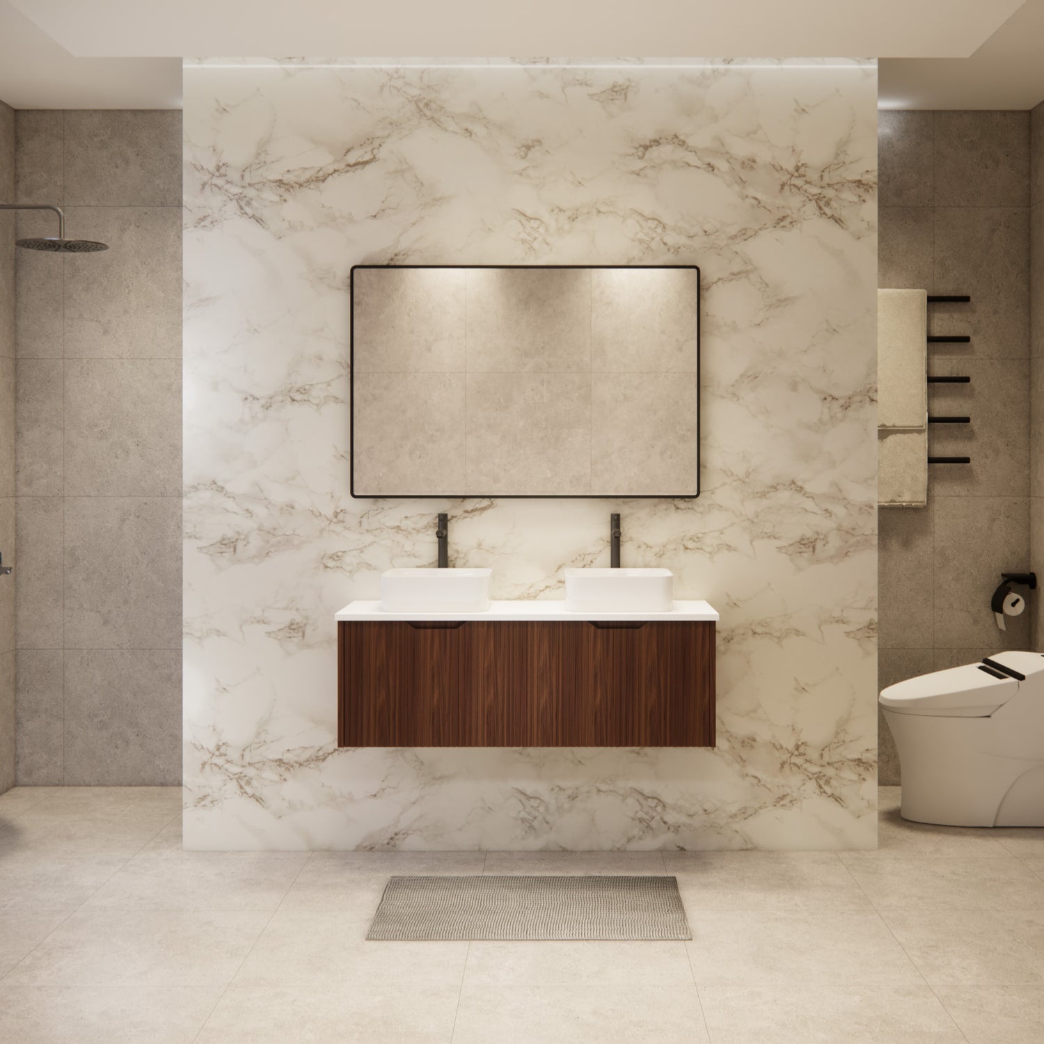 Riva VIENNA Wall Hung Vanity Brown Oak