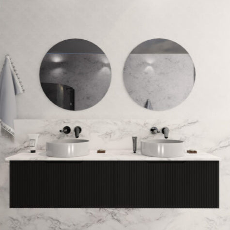 Riva VIENNA Wall Hung Vanity Matte Black (All Sizes) 1800