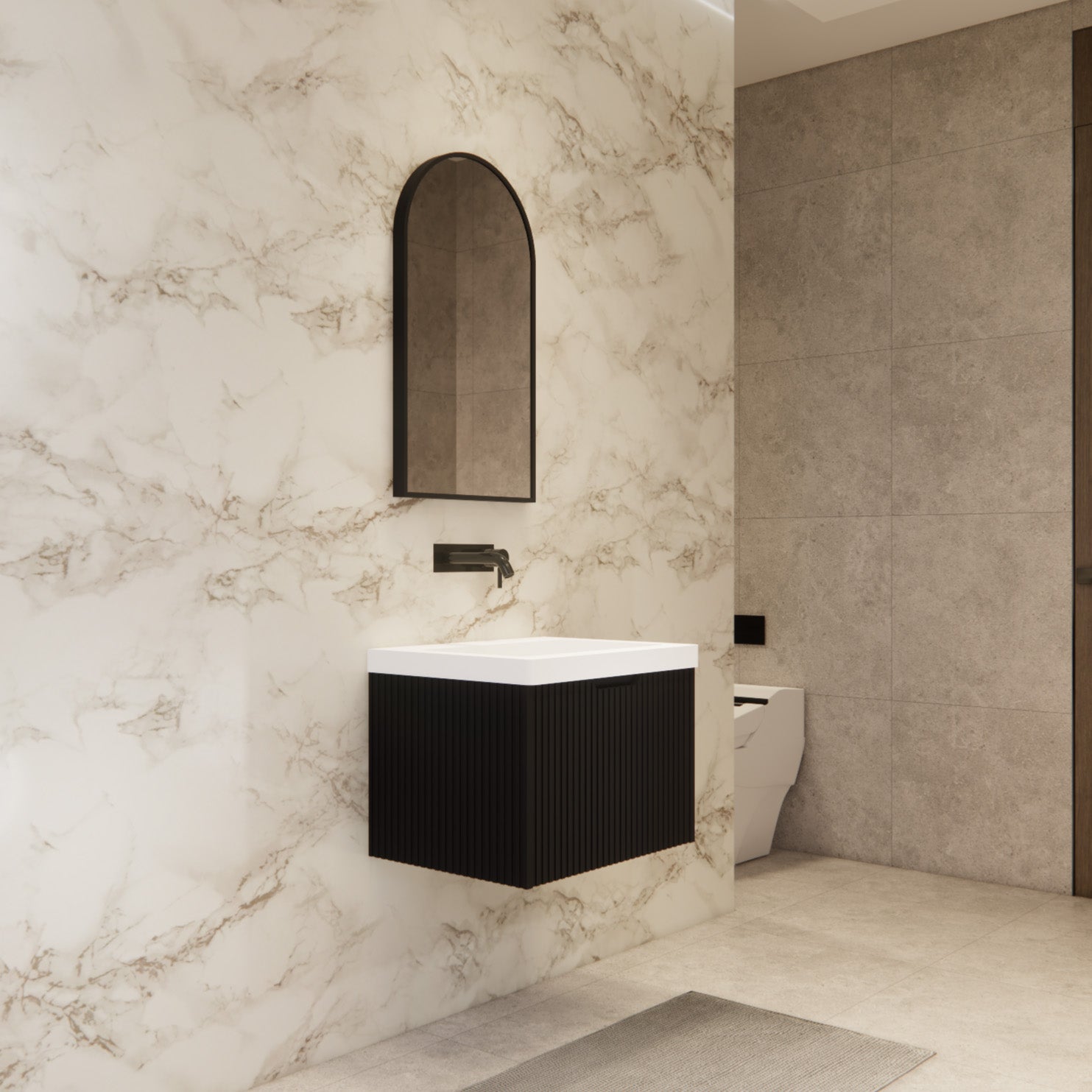 Riva VIENNA Wall Hung Vanity Matte Black