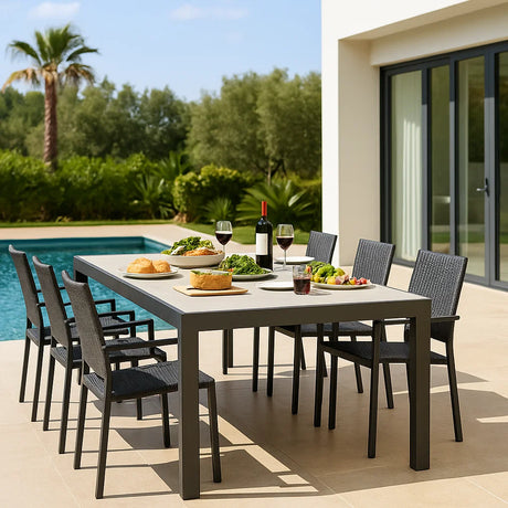 Rocco Outpost Dining Table 1.6m – Asteroid Black (Charcoal) 