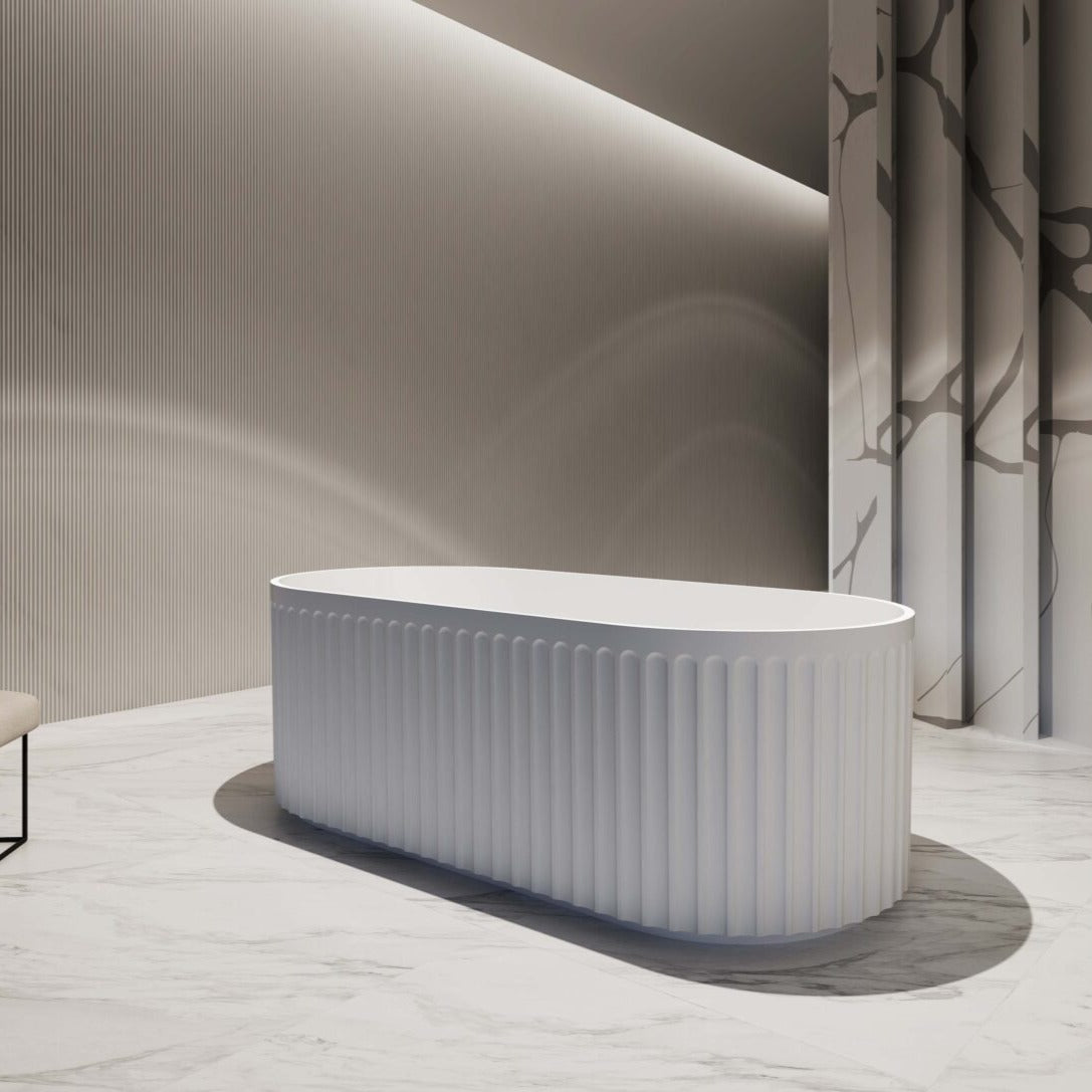 ROMA Free Standing Bathtub with Non-Overflow (Gloss White/Matte White) (1500/1700)