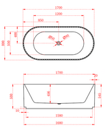 ROMA Free Standing Bathtub with Non-Overflow (Gloss White/Matte White) (1500/1700)