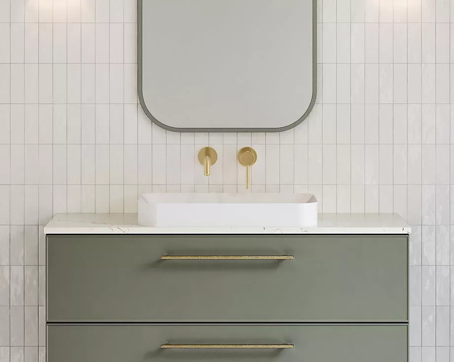 Timberline Rome Rectangular Ceramic Semi-Inset Basin 600mm (Gloss White)