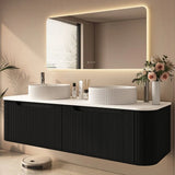 Rome Wall Hung Vanity Matte Black 1500mm