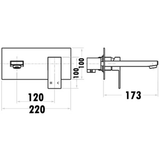 Rosa Rectangle Handle Wall Basin Mixer Lead Free