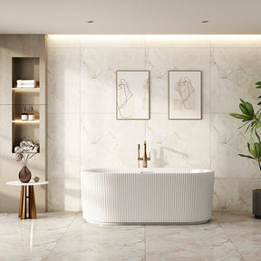 Rose Fluted V-Groove Freestanding Bathtub (Matte White) (1500/1700mm)