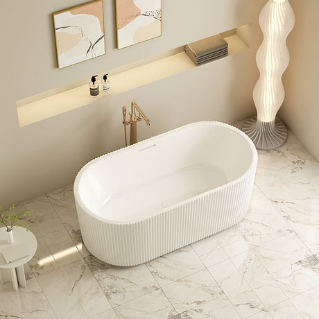 Rose Fluted V-Groove Freestanding Bathtub (Matte White) (1500/1700mm)