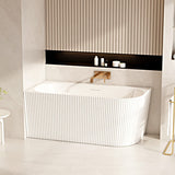 Rose V-Groove Corner Back-to-Wall Bathtub (Matte White) 1500/1700mm