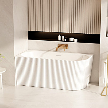 Rose V-Groove Corner Back-to-Wall Bathtub (Matte White) 1500/1700mm