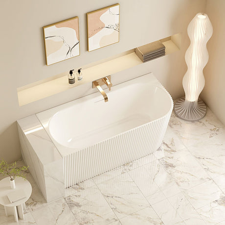 Rose V-Groove Corner Back-to-Wall Bathtub (Matte White) 1500/1700mm