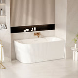 Rose V-Groove Corner Back-to-Wall Bathtub (Matte White) 1500/1700mm