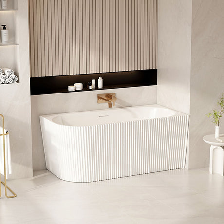 Rose V-Groove Corner Back-to-Wall Bathtub (Matte White) 1500/1700mm