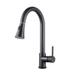 Round Black Pull Out Kitchen Sink Mixer Tap