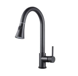 Round Black Pull Out Kitchen Sink Mixer Tap