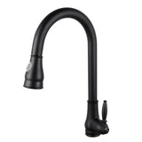 Round Vintage Pull Out Kitchen Sink Mixer Tap - Black