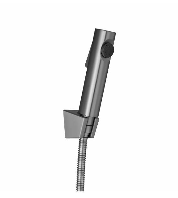 Round ABS Toilet Bidet Spray Kit With Stainless Steel Hose - Brushed Nickel