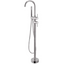 Round Freestanding Bath Mixer With Handheld Shower - Brushed Nickel