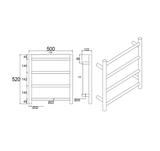 Round Electric Heated Towel Rack 4 Bars - Chrome Technical Drawing