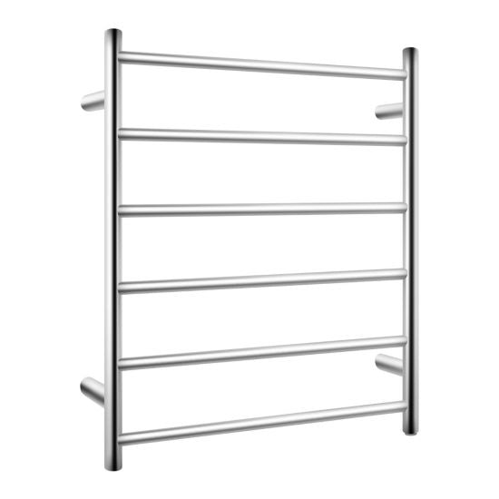 Round Electric Heated Towel Rack 6 Bars - Chrome