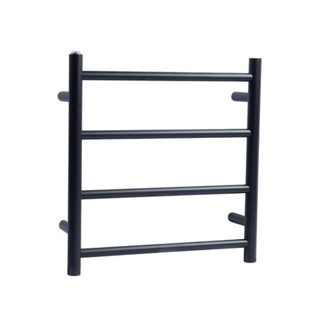 Round Electric Heated Towel Rack 4 Bars - Matte Black