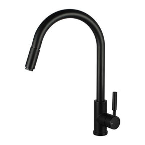 Round Pull Out Kitchen Sink Mixer Tap - Black