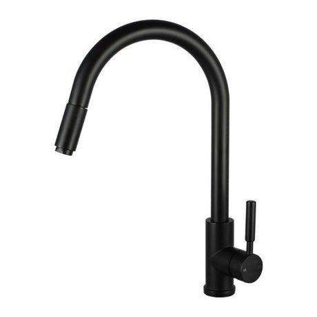 Round Pull Out Kitchen Sink Mixer Tap - Black