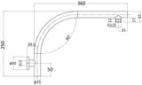 Round Shower Arm Horizontal 400mm Drawing