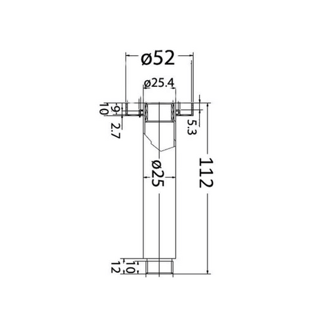 Round Shower Arm Vertical 100mm Drawing