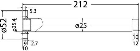 Round Shower Arm Vertical 200mm Drawing