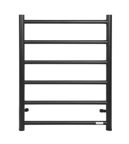 UNIVERSAL Round Electric Heated Towel Rack 6 Bars Inlet - Black