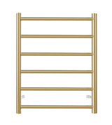 UNIVERSAL Round Electric Heated Towel Rack 6 Bars Inlet - Brushed Gold