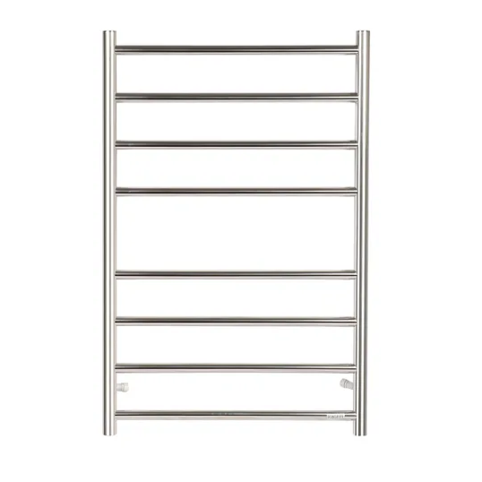 UNIVERSAL Round Electric Heated Towel Rack 8 Bars Inlet Chrome