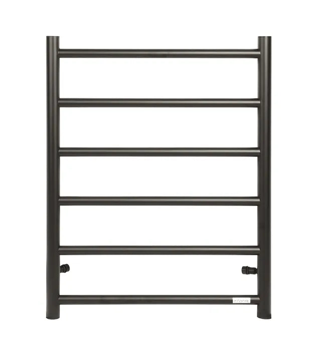 UNIVERSAL Round Electric Heated Towel Rack 6 Bars Inlet - Brushed Gun Metal