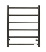 UNIVERSAL Round Electric Heated Towel Rack 6 Bars Inlet - Brushed Gun Metal